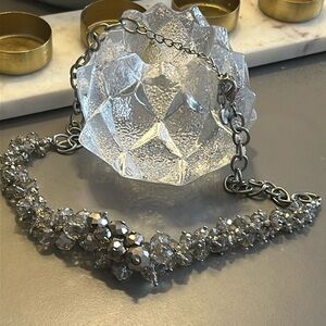 Glamorous Beaded Necklace with Geometric Glass Accent